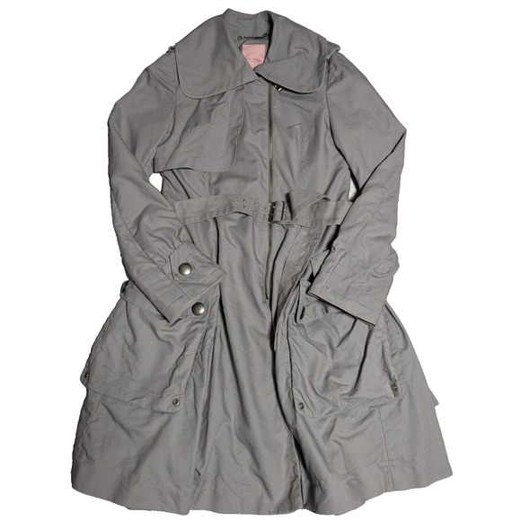 Ted Baker Jackets & Blazers - TED BAKER LONDON Women Size 2 Gray Belted Lined Full Zip Trench Coat